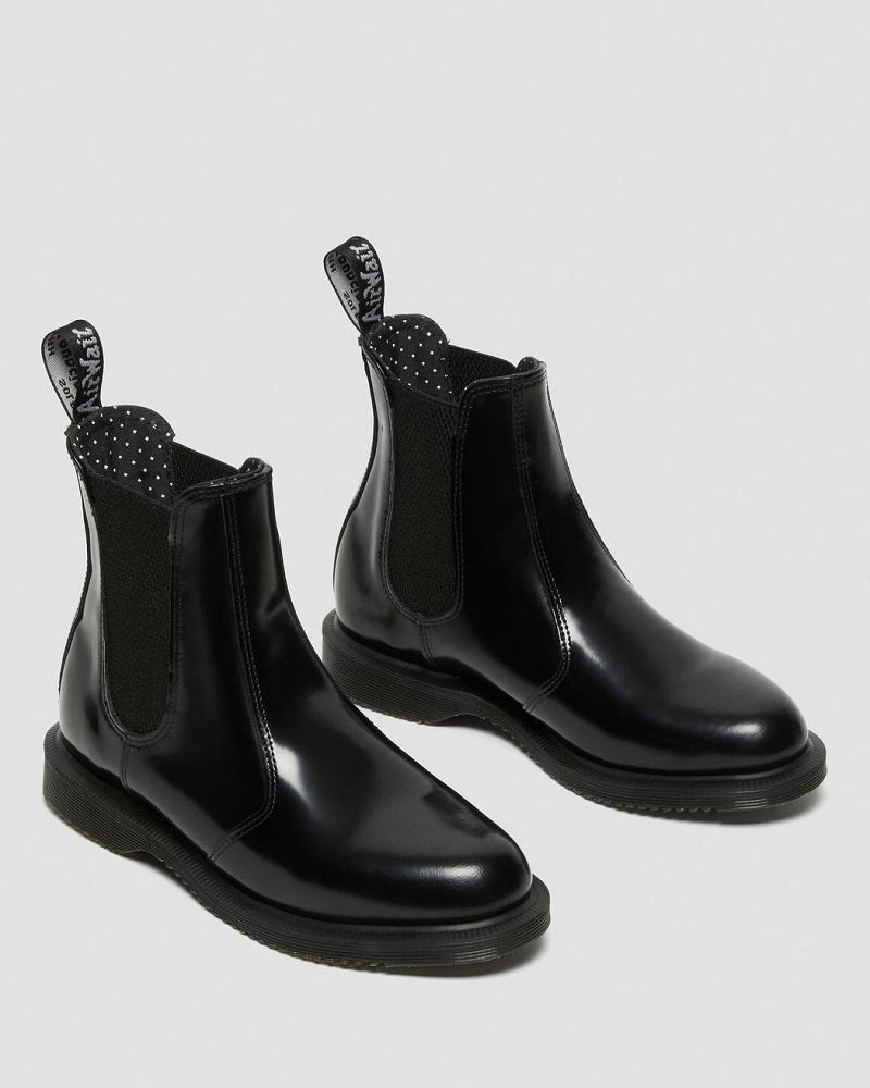 Dr Martens Flora Smooth Leren Enkellaars Dames Zwart | NL 705PJJ